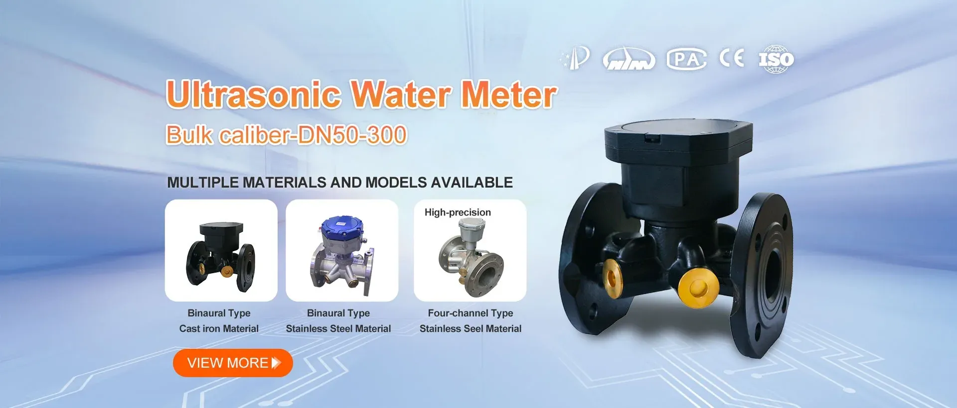 Large diameter ultrasonic water meter